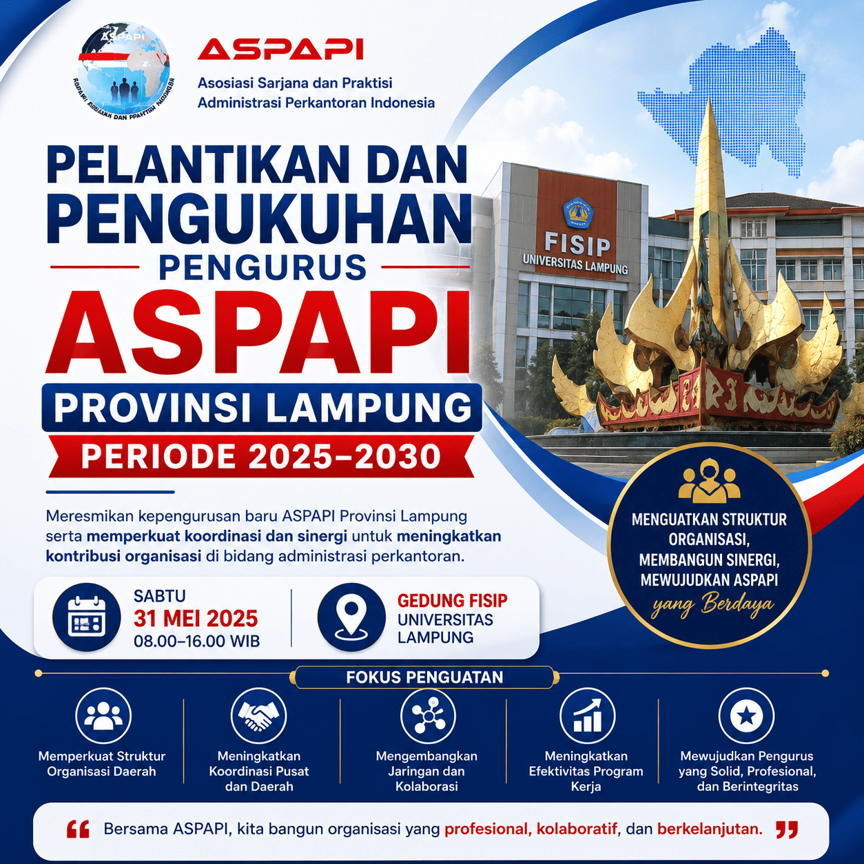 Pelantikan dan Pengukuhan Pengurus ASPAPI Provinsi Lampung Periode 2025–2030